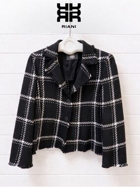 RIANI – Cropped Check Blazer (Size 10 / FR 42)